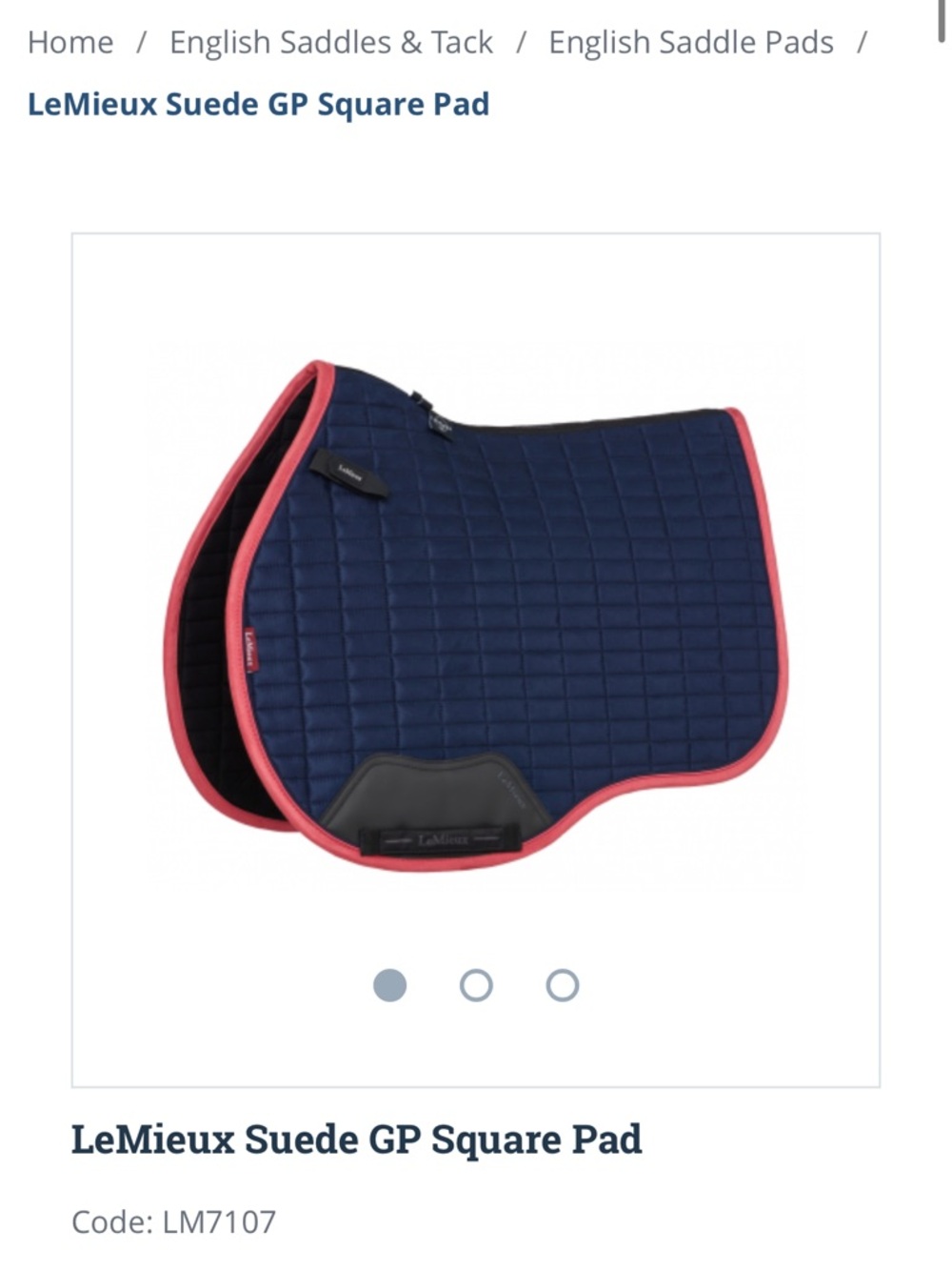 LeMieux Cranberry Suede GP Square Pad in Navy with Pink Trim
